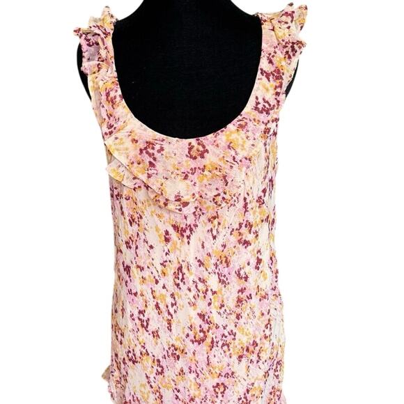 By Anthropologie Cowl-Neck Ruffle Midi Dress Pink Floral Size Large NEW - Picture 5 of 11